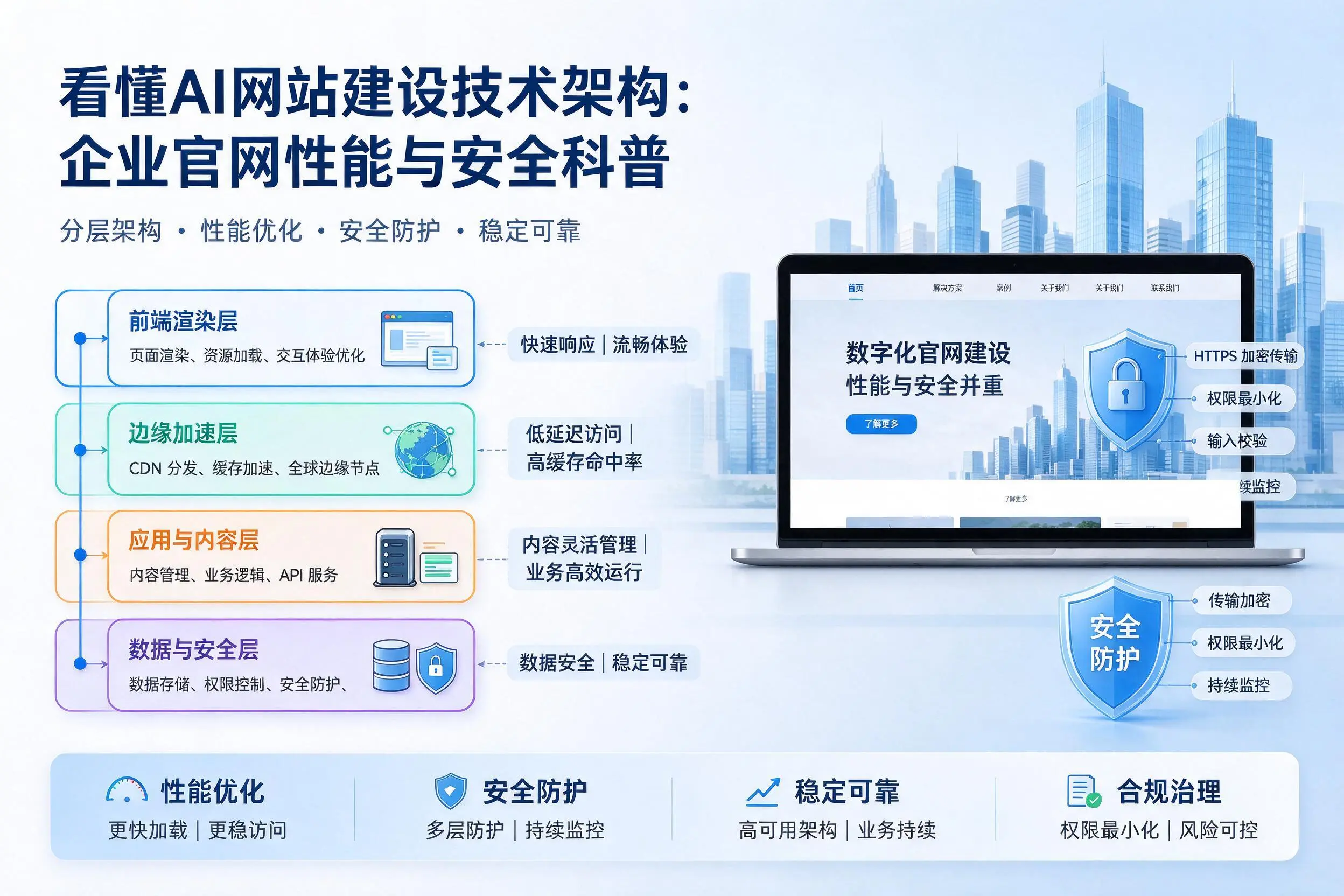 看懂AI网站建设技术架构：聊城企业官网性能与安全科普