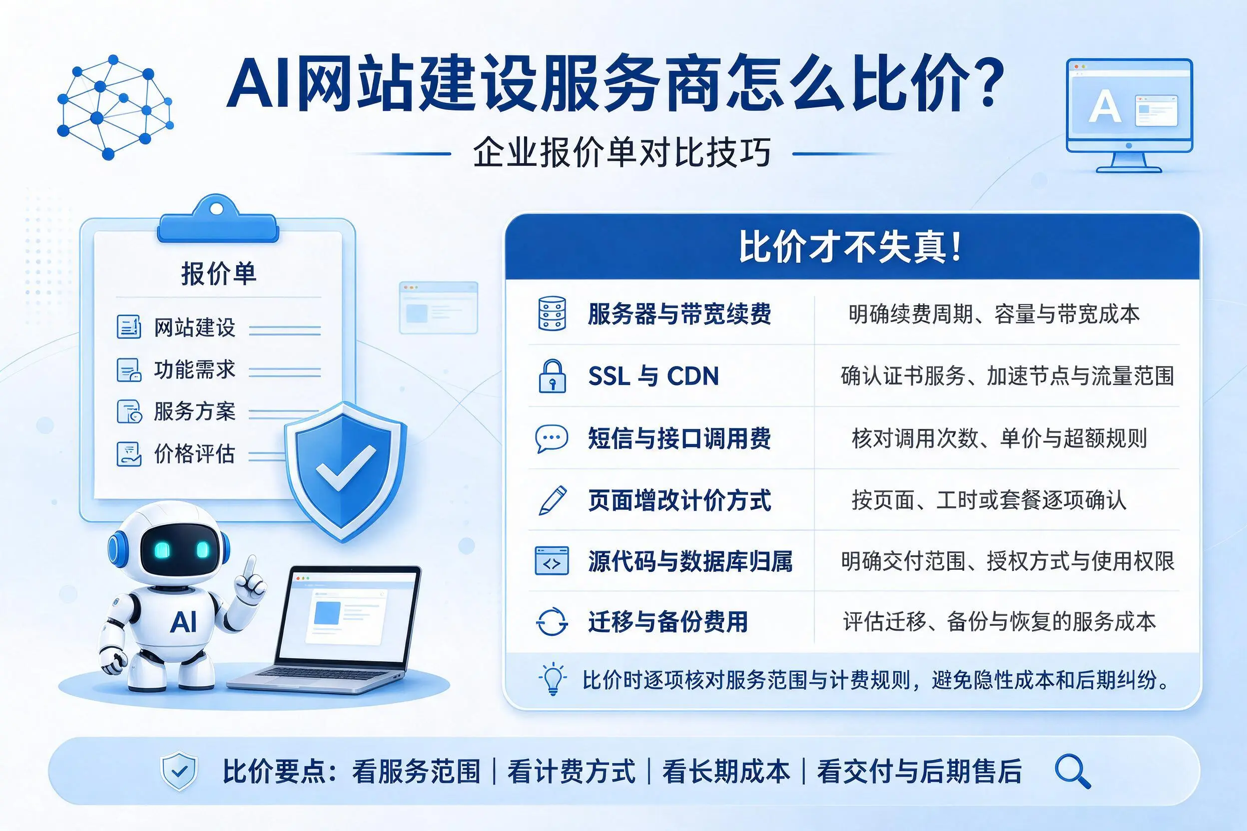 AI网站建设服务商怎么比价？聊城企业报价单对比技巧