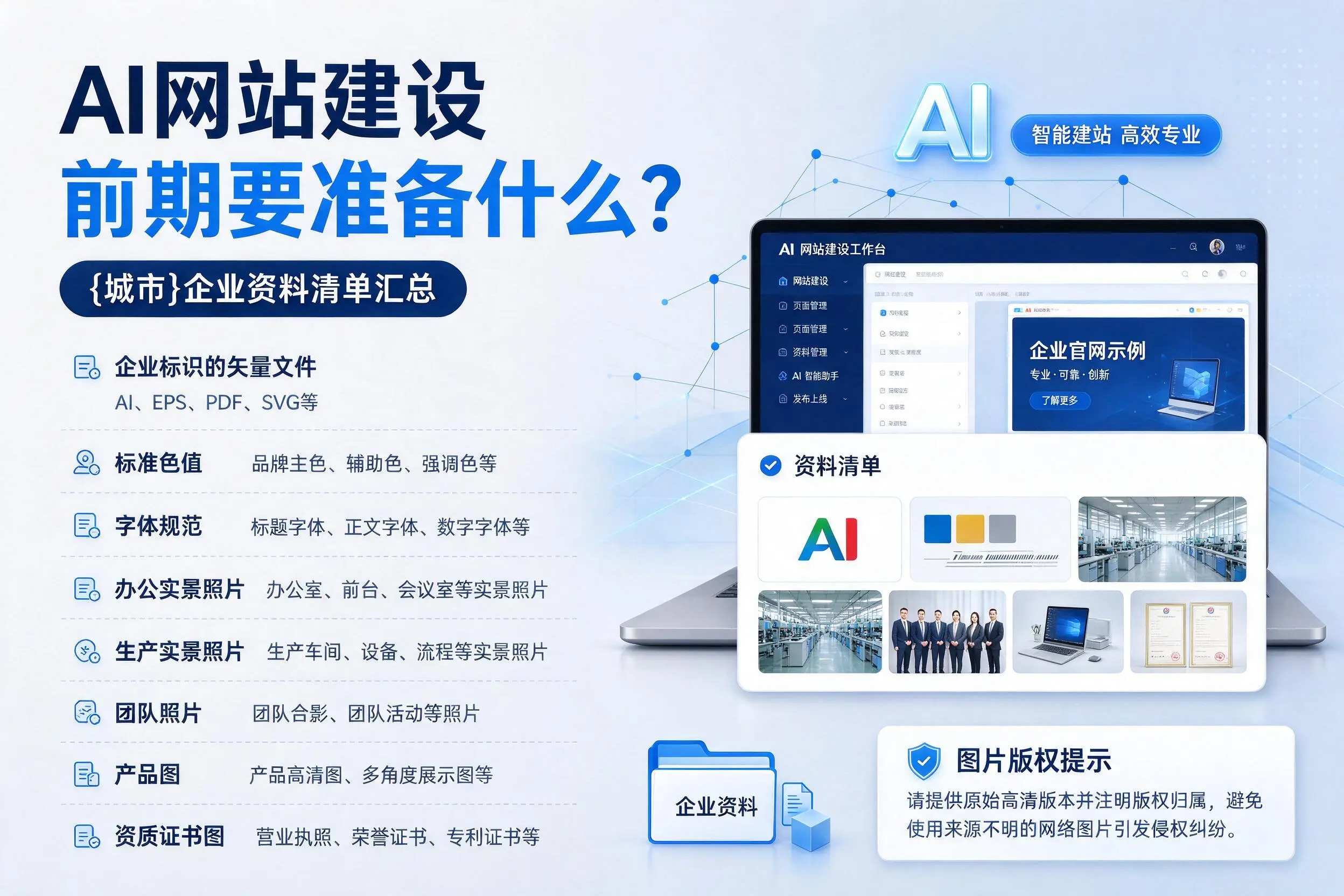 AI网站建设前期要准备什么？聊城企业资料清单汇总